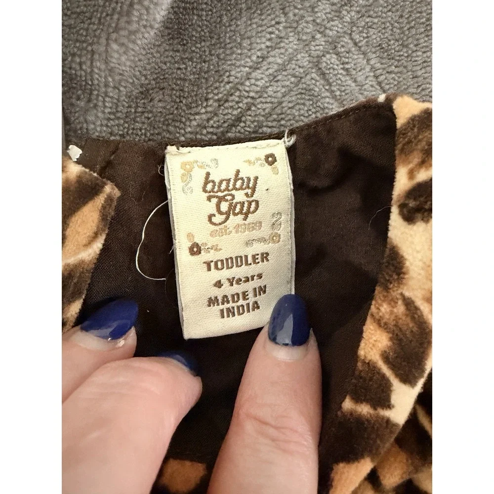 Baby Gap Toddler Girls Leopard Velvet Dress 4T Sleeveless Pockets Animal Print